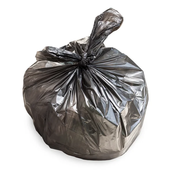 Black tied trash bag on white — Stock Photo, Image