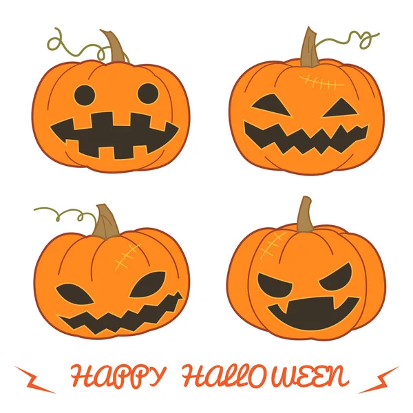 Set of pumpkin for Halloween (Jack 'O Lantern) in various styles — Stock Vector