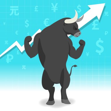 Bull market presents uptrend stock market concept in background clipart