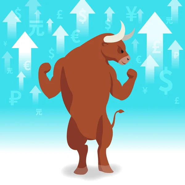 Mercado de touros apresenta conceito de mercado bolsista de alta tendência em segundo plano — Vetor de Stock