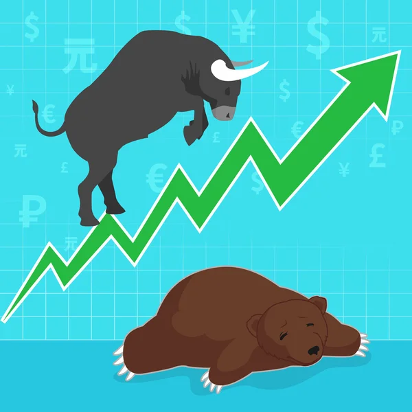 Stock market concept bull and bear — Stock Vector