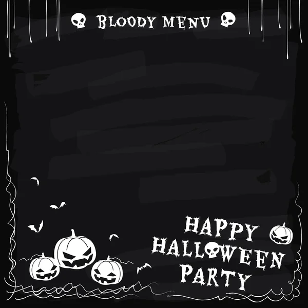 Halloween lavagna partito menu bordo mangiare bevanda ed essere spaventoso formato vettoriale — Vettoriale Stock