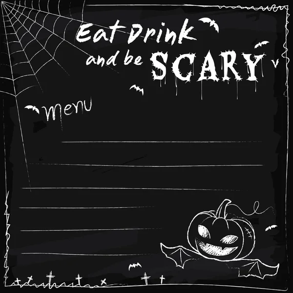 Halloween festa quadro quadro menu comer bebida e ser formato vetor assustador — Vetor de Stock