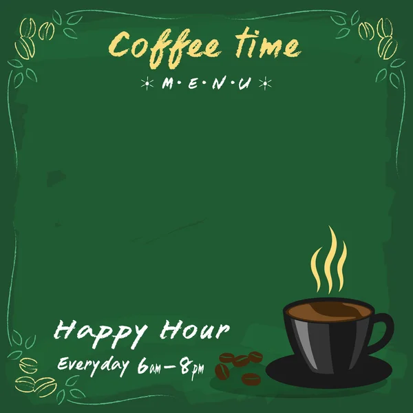 Kaffe menystil gröna svarta tavlan för kafé med utrymme i vektor — Stock vektor