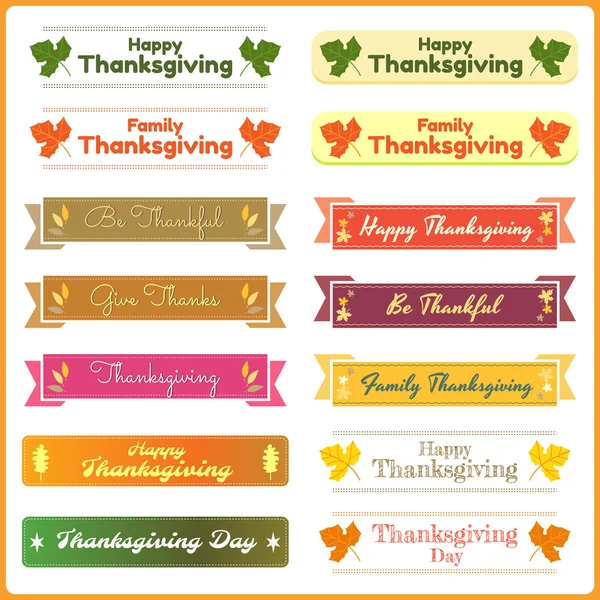 Set of cute and colorful thanksgiving banners in vector — Stock Vector