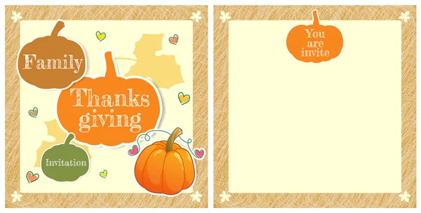 Cute family thanksgiving day invitation card in vector — Stock Vector