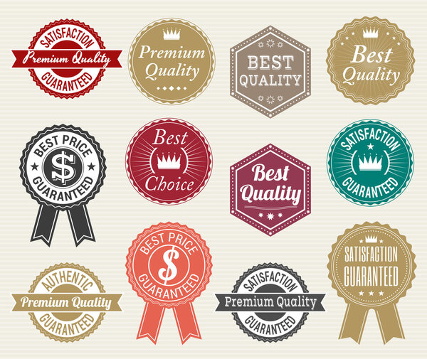 Набор бейджей ретро качества и ценовой гарантии
