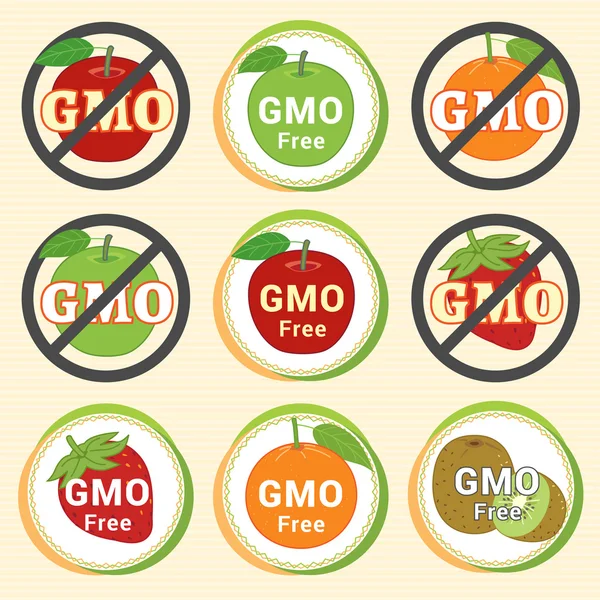 Gmo free non gmo garantie tag label emblem aufkleber rot grün ap — Stockvektor