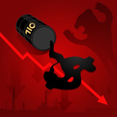 Ham petrol fiyatı Güz petrol ile soyut resim aşağı varil form dolar işareti yağdan sızdırılmış