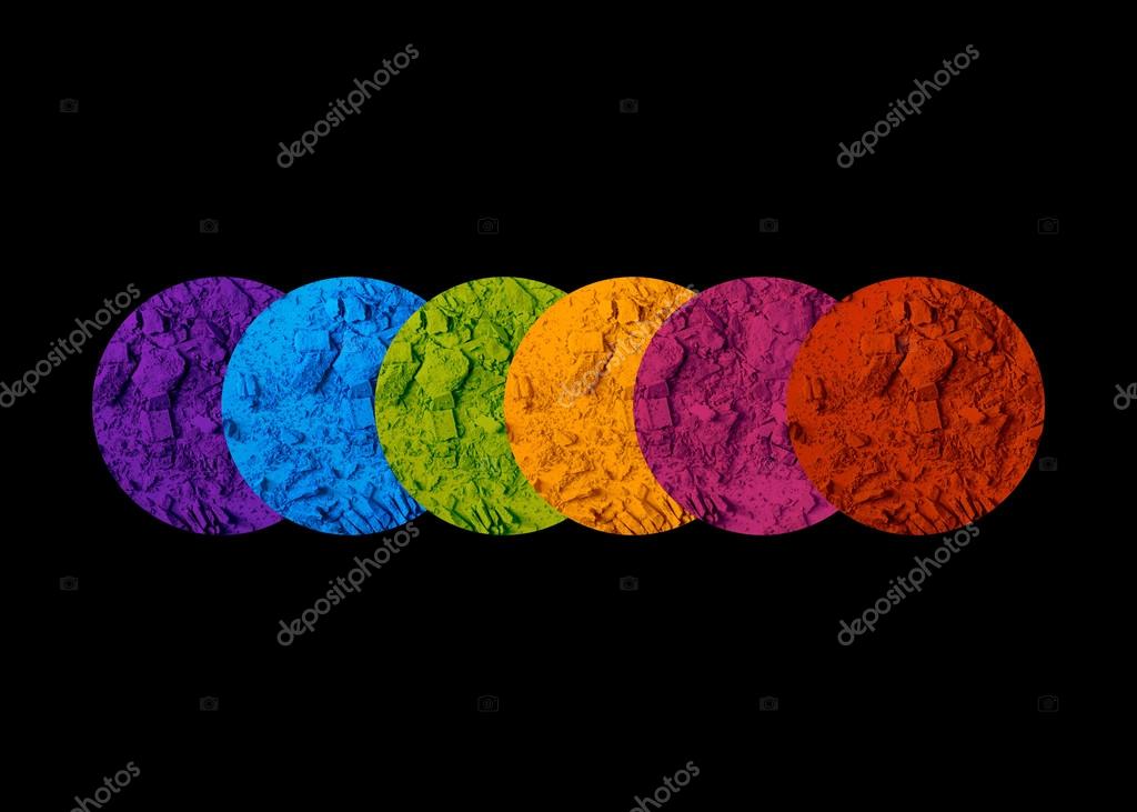Rainbow circles makeup color palette with broken eyeshadows on black  background Stock Photo by ©Franh 81826340