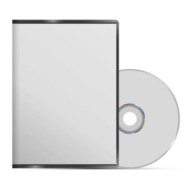 空白のDvdケースとディスクは白い背景に隔離されています 3Dイラスト — ストック写真