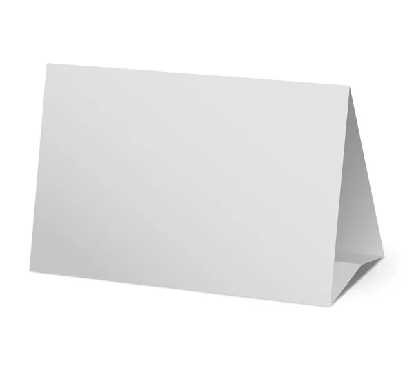 Fehér Üres Papír Asztal Kártya Elszigetelt Fehér Alapon Illusztráció — Stock Fotó