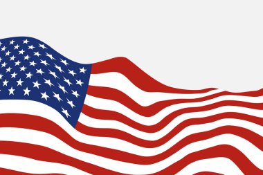 Rüzgarda dalgalanan Amerikan bayrağı. vektör illüstrasyonu