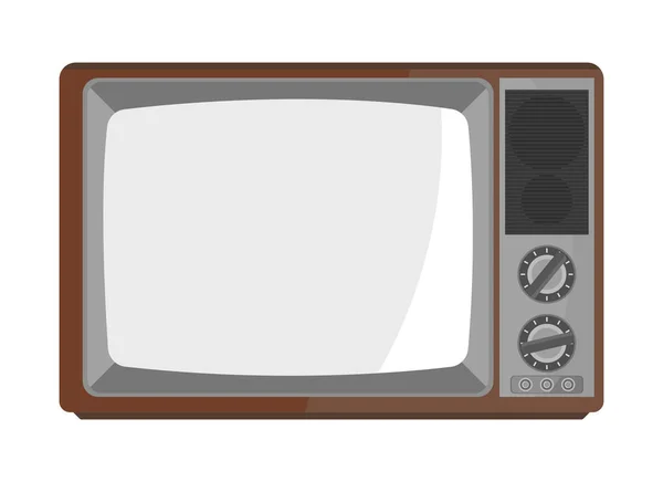 Коричневый Старый Телевизор Плоской Конструкции — стоковый вектор