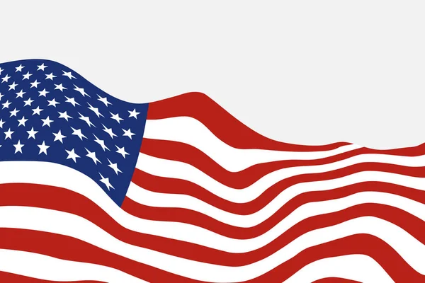 Rüzgarda dalgalanan Amerikan bayrağı. vektör illüstrasyonu