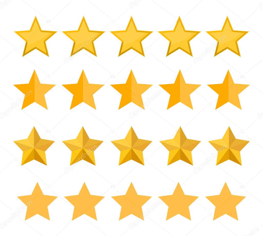 Set of different five stars rating vector icon