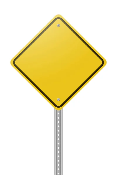 Placa de estrada amarela em branco — Fotografia de Stock