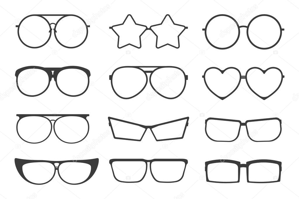 Set of glasses icons