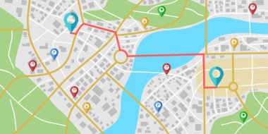 Fictional city map navigation clipart