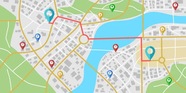 Navigering av fiktiva stadskartor — Stock vektor