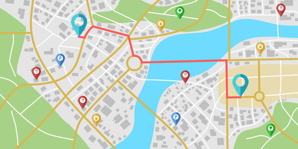 Fictional city map navigation