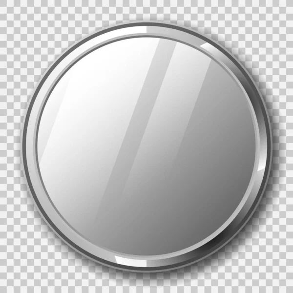 Realistic round mirror with metal frame — Stock Vector