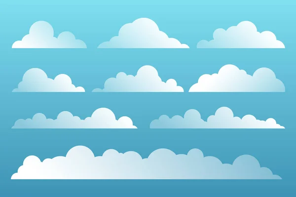 Conjunto de nubes de dibujos animados — Vector de stock