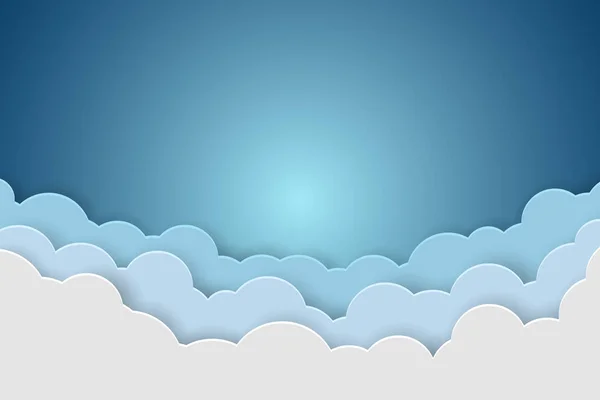 Blue sky and clouds paper background — Stock Vector