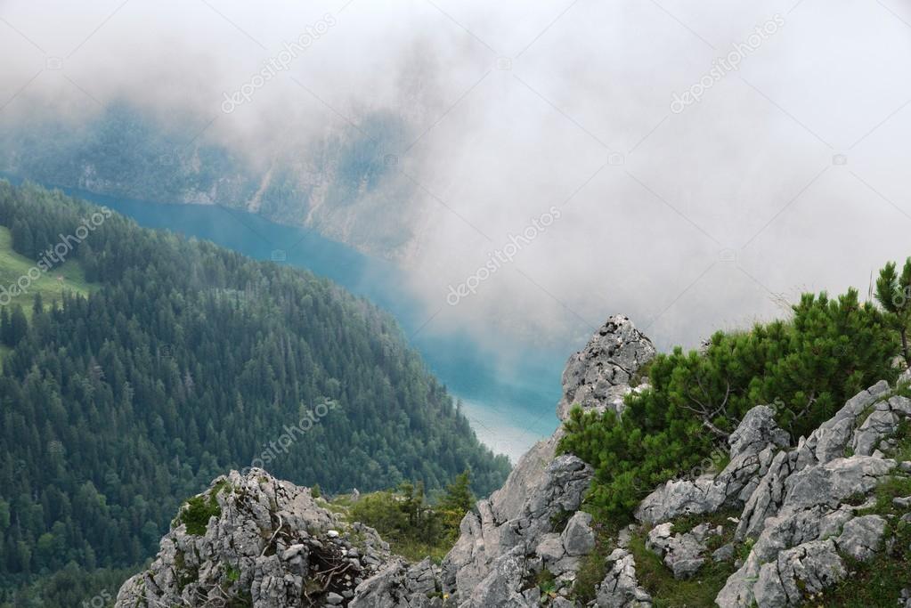 Foggy view on the Koenigssee from