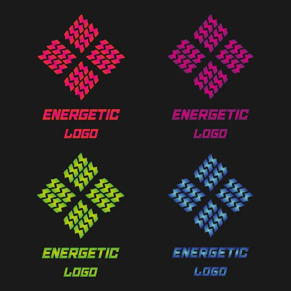 Logo Set Mit Gefälle Für Energy Drink Geschäft Autorennen Print — Stockvektor