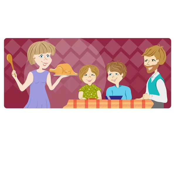 Famille au dîner — Image vectorielle