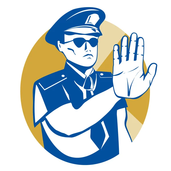 The guard shows hand sign ban — Stock Vector