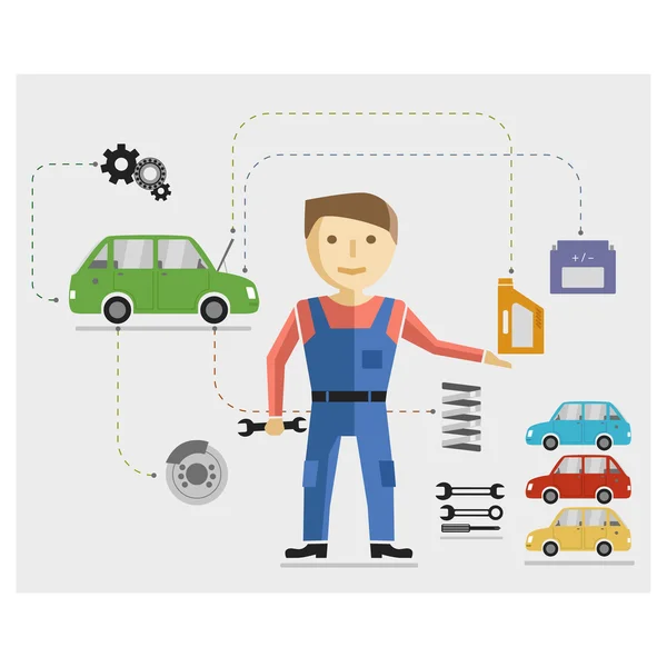 Mechanic and repair service cars — 스톡 벡터