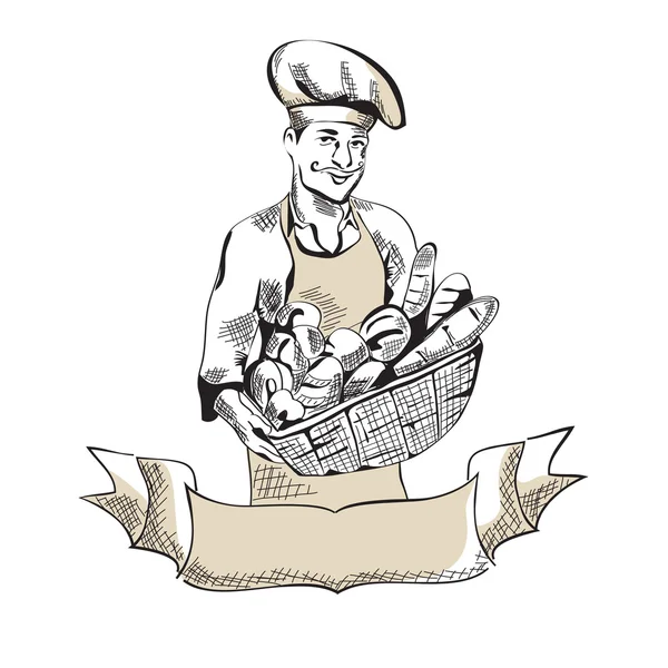 Baker hombre con pan — Archivo Imágenes Vectoriales