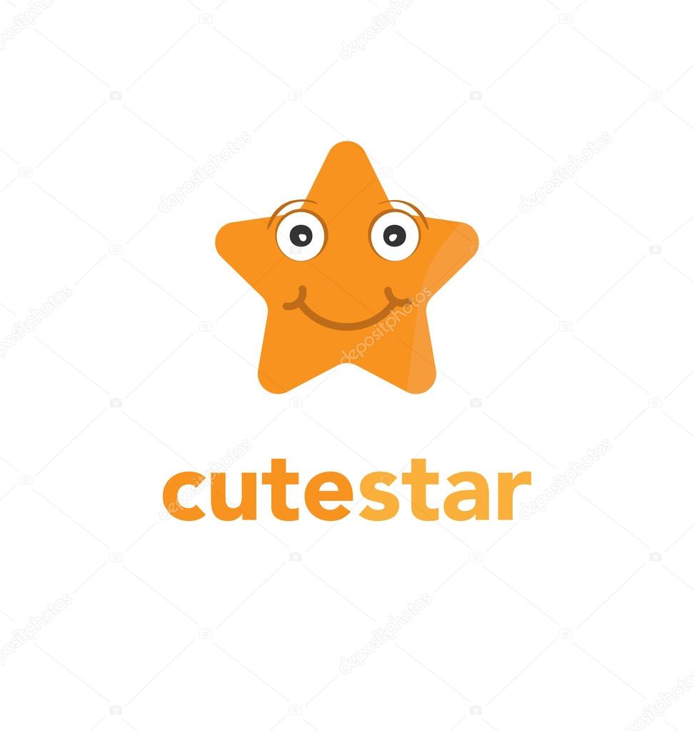 Star shape business vector logo icon with face