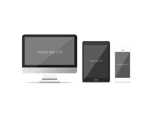 Modern dijital cihazlar akıllı telefon, tablet ve monitör vektör kümesi