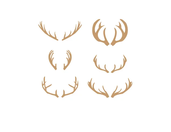 Brown silhouettes of deer antlers vector — Stock Vector