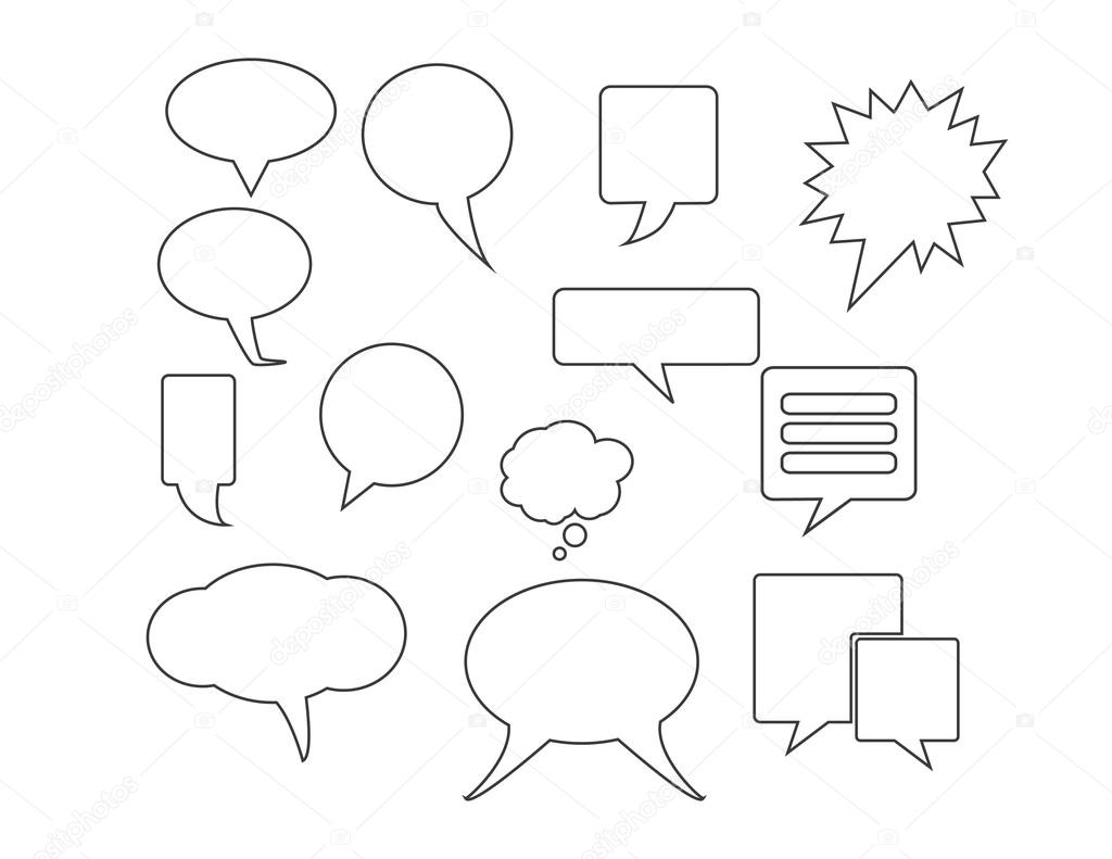 Blank empty white speech bubbles Set of comic speech bubbles. Vector image.