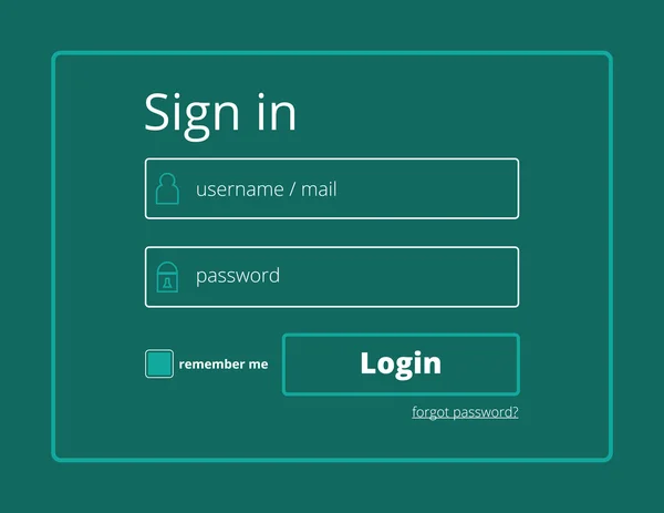 Modulo di login modello di sito web — Vettoriale Stock