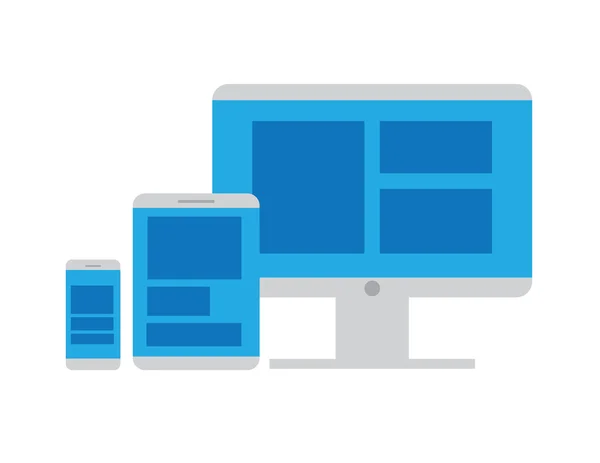 Ordenador, tableta y smartphone objetos vector — Archivo Imágenes Vectoriales