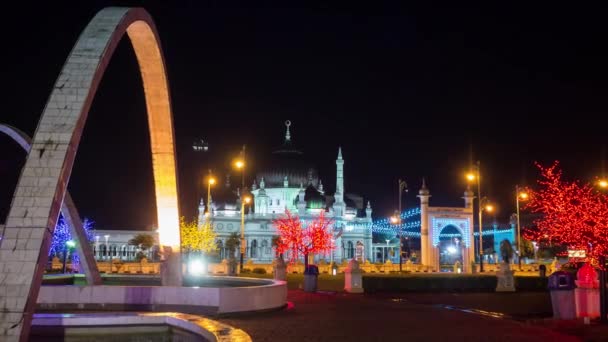 Alor Setar Masjid Zahir moskee 's nachts — Stockvideo