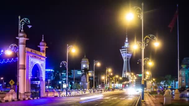 Alor Setar Vista prospectiva para Menara à noite . — Vídeo de Stock