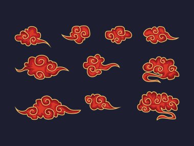 Uğurlu Çin bulut kültürü geleneği doğu moire çizgi film unsurları süslemesi Asya el resmi