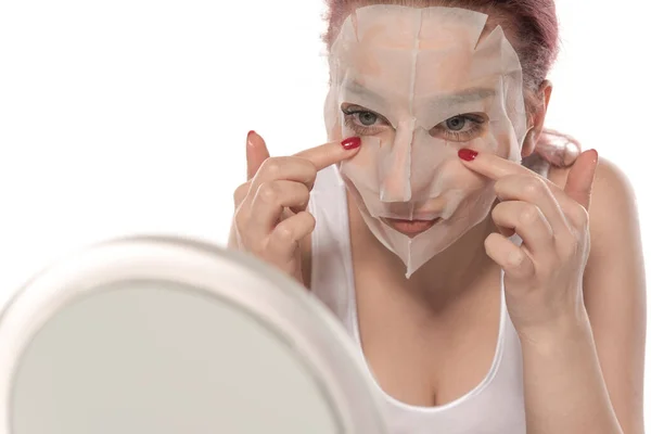 Young Woman Applying Facial Mask Her Face — Stock Photo, Image