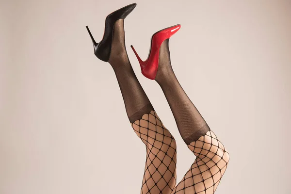 Beautiful Woman Legs Stockings White Background — Stock Photo, Image