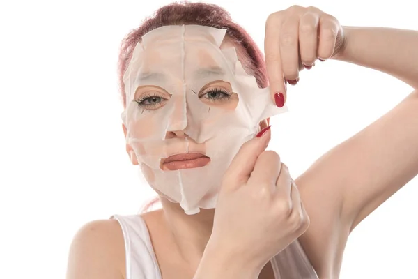 Young Woman Facial Mask Her Face — Stock Photo, Image