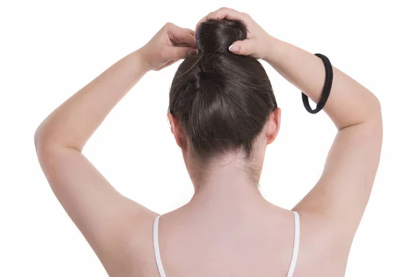 Beyaz Arka Planda Saç Dökülmesi Olan Bir Kadın — Stok fotoğraf