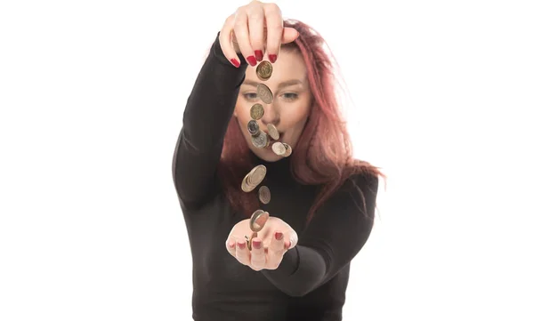 Giovane Donna Con Una Pistola Sfondo Bianco — Foto Stock