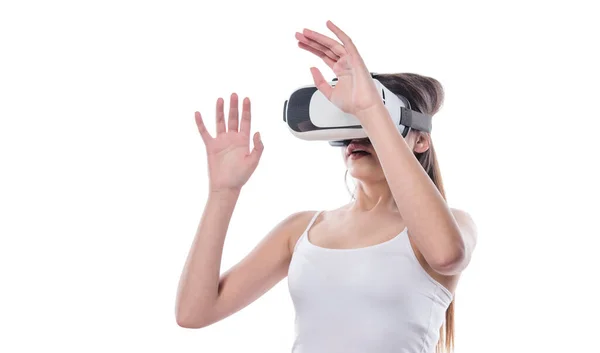 Junge Frau Mit Virtual Reality Headset — Stockfoto