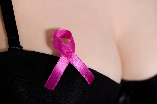 breast cancer awareness ribbon on black background